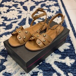 Vince Camuto Tan Sandals with Gold Studs